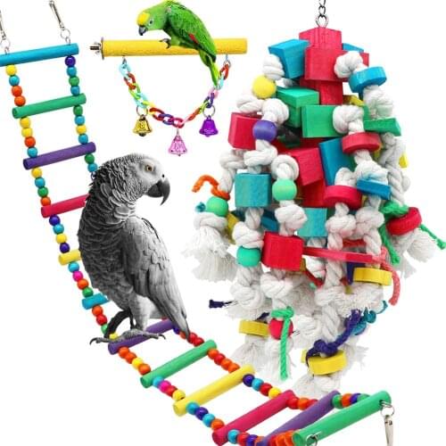 Exploded Big Parrot Combination Toy Colour Building Block Big String Grinding Station Bar Colour Climbing Ladder Set Toys