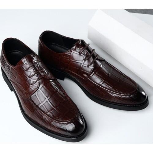 Yomior High Quality Designer Men Shoes Lace-Up Split Leather Formal Dress Shoes British Vintage Office Wedding Loafers Oxfords