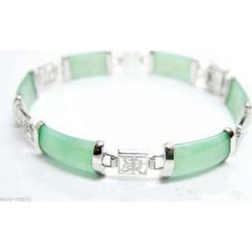 The pearl silver bracelet Natural Light Green new Selling Jadeite Fortune Emolument Longevity jade