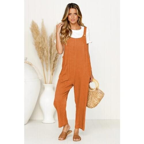 Hot Sale 2020 New Jumpsuits for Women Retro Casual Black Jumpsuit Ladies Loose Long Pants trousers womens Bodycon Clothes