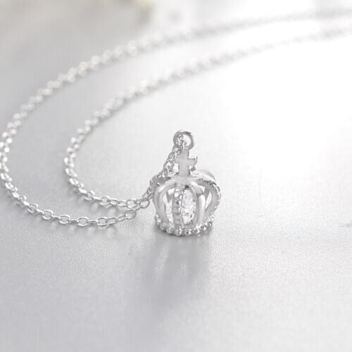 Pure Silver 925 Necklaces For Women Zircon Crown Pendant & Necklace Chain Collier Choker Trendy Jewelry Accesories Party Gifts