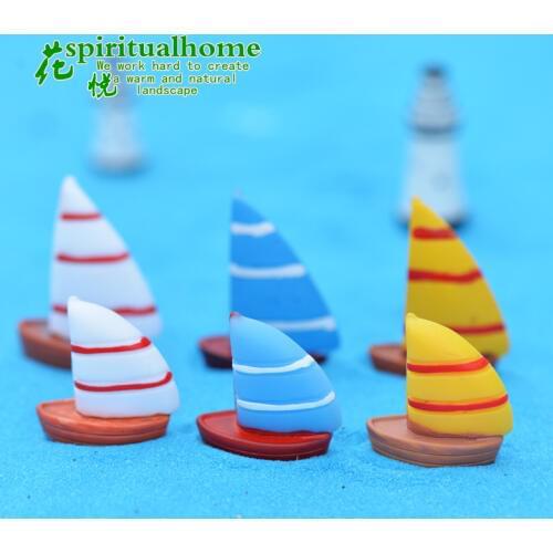 1pcs/lot Miniature Garden Furniture Mediterranean Sea Breeze Single Sailing Boat DIY Cute Mini Boat Fairy Garden Supplies