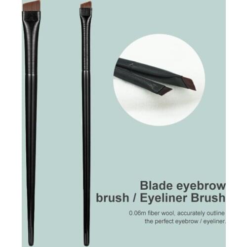 1pc Mini Black Single Makeup Brush Soft Portable Multifunction Eyebrow Brush & Eyeliner Brush Blade Fine For Daily Make Up