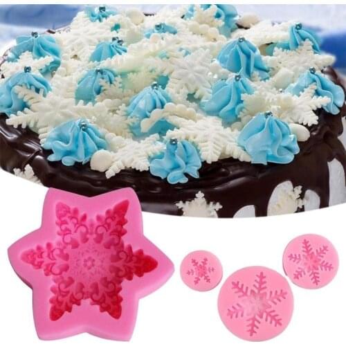 3d Christmas Decorations Snowflake Chocolate Mold Diy Fondant Baking Cooking Fudge Cake Decorating Tools Silicone Candle Molds
