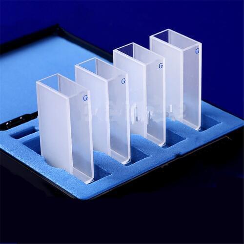 4Pcs 20mm Path Length Glass Cuvette Cell With Lid For Spectrophotometers
