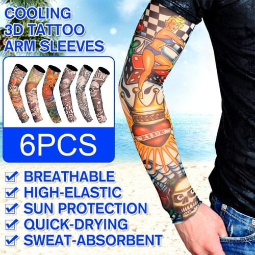 6pcs Men Arm sleeves Cycling Running UV Sun Protection Cuff Cover Protective Arm Sleeve Bike Sport Arm Warmers Sleeves