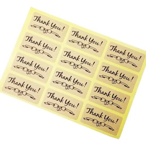 600pcs/lot Thank You With Bow Pattern Labels Seal Creative Decorative Packaging Sticker