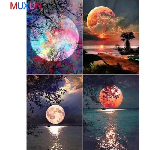 Muxun Diamond Painting Full Square Drill Moon Rhinestones Pictures Diamond Embroidery Sale Scenic Cross Stitch Mosaic Gift Rp727