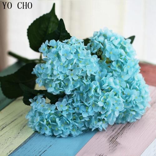 Big Silk Hydrangea Blue Bouquet Artificial French Narcissus Flower Wedding Home Party Decoration Hydrangea Bonsai Display Flower
