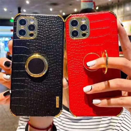 Crocodile Leather Pattern Shockproof Magnetic Phone Case For iPhone 11 12 Pro Max XR X XS Max 7 8 Plus 12Mini Ring Holder Cover