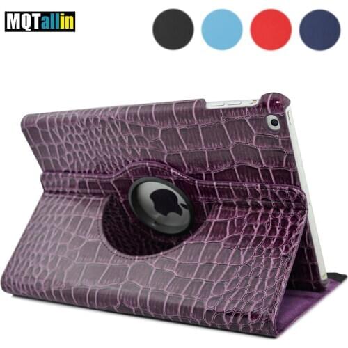 Crocodile pattern Case For new iPad 9.7 2017 2018 Cover for iPad Air 2 Air Generation Funda 360 Degree Rotating Leather Smart