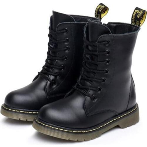 Real Genuine Leather Kids Fashion Boots Boys Shoes Leather Children Boots Zip Toddler Girls Boots Warm Winter Boots Autumn