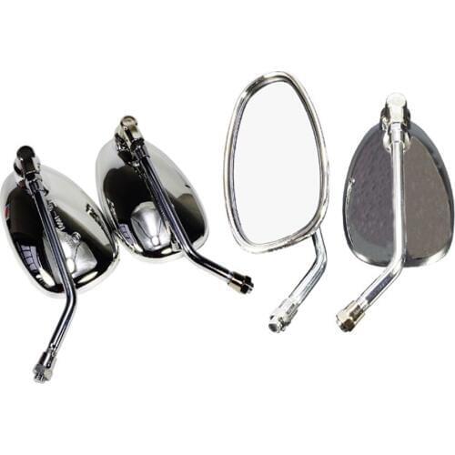 E0135 1Pair M10 Change M8 Chrome Oval Motorcycle Mirror for EN125 QJ150 HJ GS125 Motorbike Rearview Mirror