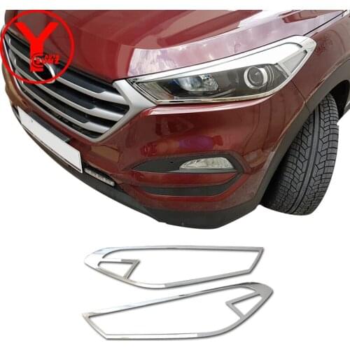Chromium Front Light Cover Head Lamp Garnish ABS Car Parts Sticker Accessories For Hyundai Tucson 2016 2017 2018 YCSUNZ