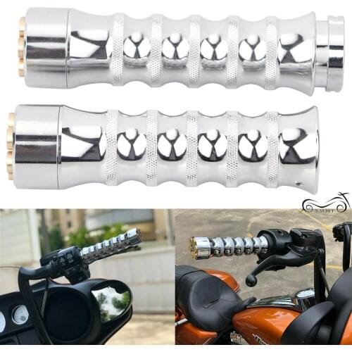 Chrome Handlebar Hand Grips For Harley Dyna Sportster 883 1200 Electra Glide FLHT V-Rod Fatboy Road Glide Road King Softail