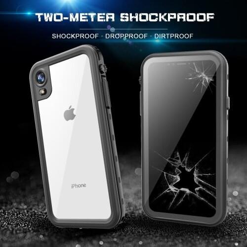IP68 Waterproof Case Cover for iPhone XR 6.1" Shockproof CasesTransparent Back Housing for iPhone XR Swimming Case