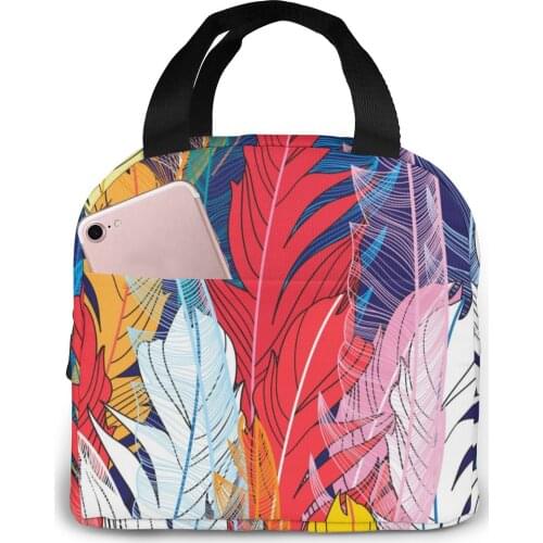 Insulated Lunch Bag Thermal Miracle Feathers Tote Bags Cooler Picnic Food Lunch Box Bag For Kids Women Girls Men Children
