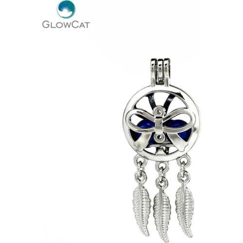 K766 5pcs/lot Beaty Dream Catcher Bowknot Babygirl Leaf Cage Locket Pendant Fairytale Party Essential Oil Diffuser