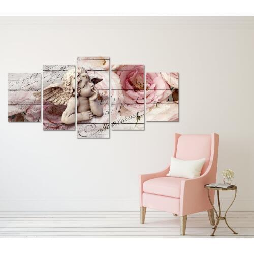 Guardian Angel Flower Painting Religious Wall Picture Art Print on Canvas,Ready To Hang Drop Shipping