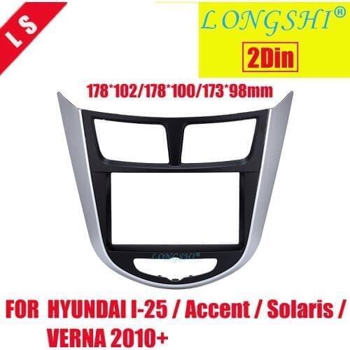 For HYUNDAI i-25 Accent Solaris Verna Radio Fascia Audio Panel Dash Mount DVD Trim Refit Kit Face Surround CD Frame Bezel 2 Din