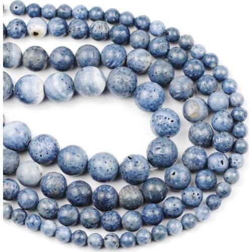 Blue 6 8 10 12mm Natural Stone Round Loose Spacer Beads For Handmade Charm Jewelry Bracelet Making DIY Pendant Accessories