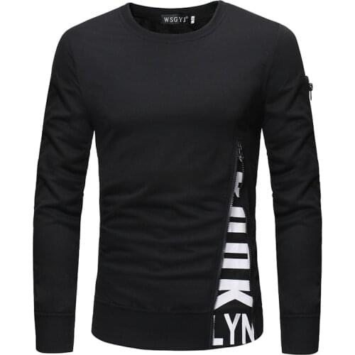 Mens T-Shirt Long Sleeve Round Neck Patchwork Pullover Base T-Shirt Casual Slim Type All-Matching Tops