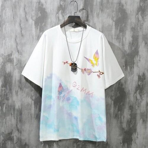 MenS T-Shirts Chinese Style Cotton Embroidery Harajuku Shirt Short Sleeve Tshirts Summer Casual Tops Tees Streetwear 30333