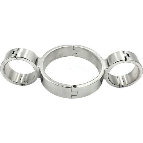 Stainless Steel Slave Collar Hand Cuffs BDSM Torture Bondage Restraints Handcuffs Sex Toys Couples Adult Games Fetish