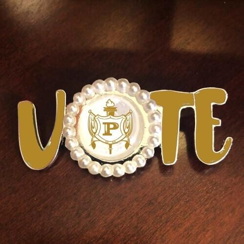 NEW philo Vote Pearl Brooch lappel pin