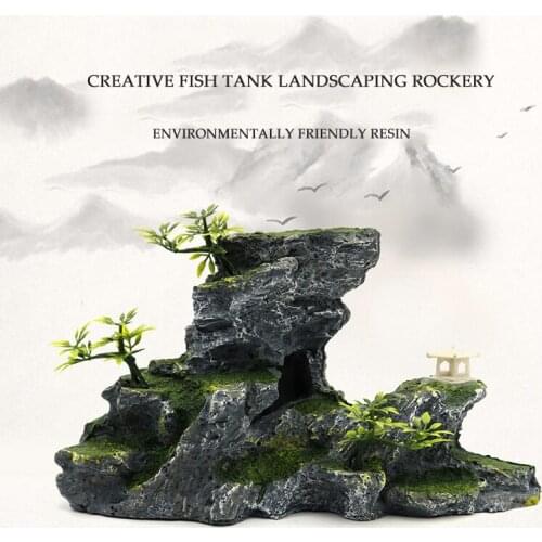 New Rockery Aquarium Fish Tank Landscaping Rockery Pastoral Style Resin Crafts Simulation Of Rockery