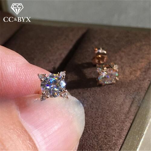 Stud Earrings For Women Cubic Zirconia Round Stone Ring Simple Personality Bridal Wedding Jewelry Bricnos Drop Shipping CCE702