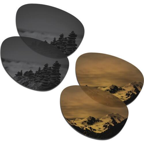 SmartVLT 2 Pairs Polarized Sunglasses Replacement Lenses for Oakley Elmont M Stealth Black and Bronze Gold