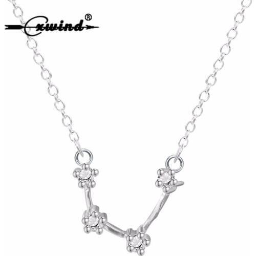 Unique Twelve Constellations Necklace Aquarius Sign Astrology Necklaces & Pendants Women Zircon Jewelry collares de moda 2019