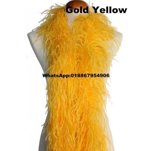 19 colors available ! 8ply Ostrich feather boas 10meters/lot Gold Yellow DYed high quality feather strips fringes trims