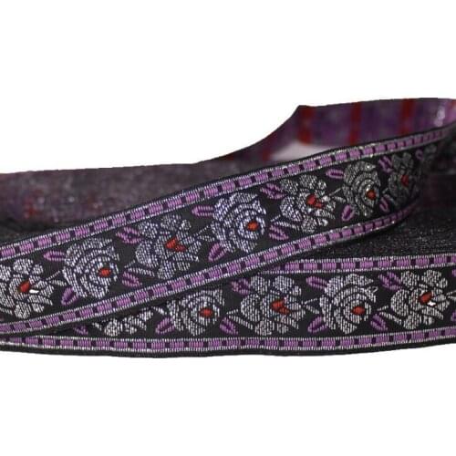 Embroidery rose ethnic jacquard webbing woven tape lace ribbon trim 2.5cm collar tribal boho gypsy DIY gift garment accessories