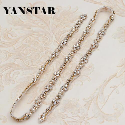 YANSTAR (30Yard) Wholesale Hand Bridal Dresses Belts Beads Crystal Rhinestones Appliques Accessory Sewing On Wedding Sash YS996