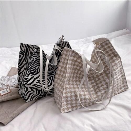 Jacquard Totes Purses and Handbags for Women Fashion Girls Female Shopper Casual Vintage Houndstooth Large Capacity Shoulder Bag