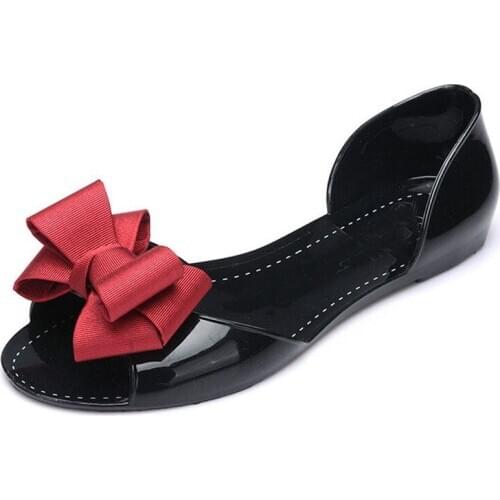 Women Flat Sandals Beach Jelly Shoes Woman Summer Bowtie Outdoor Slippers Slip On Sandalias Women Shoes Big Size 35-40 XKD4081