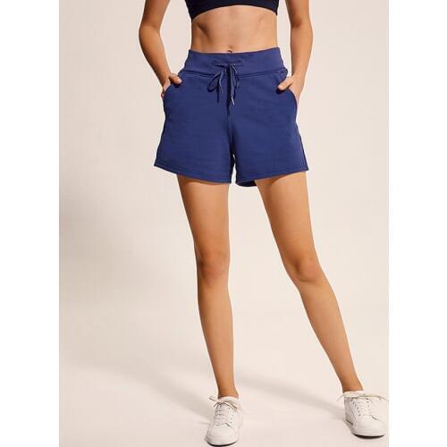 Light Sea Blue Womens Yoga Shorts With Side Pockets Running Joggers Sportswear Fitness Workout Athletic Gym Slim Sports Shorts