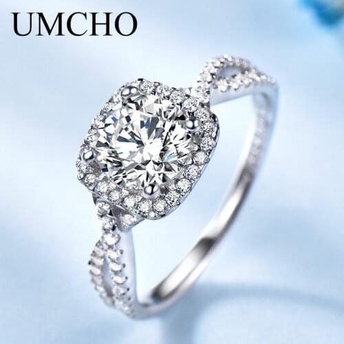 UMCHO Romantic Solid 100% 925 Sterling Silver Rings Wedding Bands Charm Rings For Women Engagement Valentines Gift Fine Jewelry