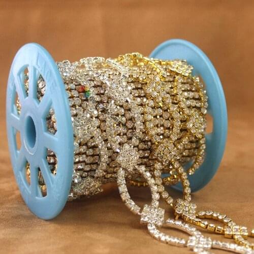 1 yard 2cm Stunning Czech Clear Crystal Diamond Chain Rhinestone Banding Applique Trims For DIY Browbands Wedding Accessories