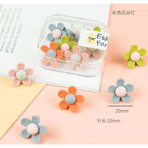 10pcs/Box Cute ccoloful Flower Decorative Thumbtacks Cork Board Push Pins for Office School Supplies