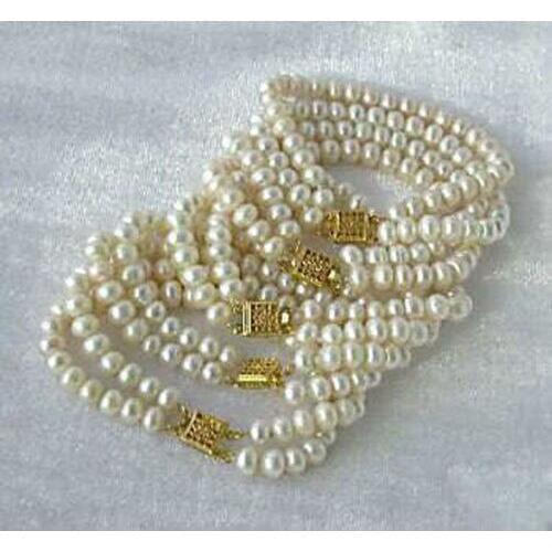 2014 new fashion free shipping Wholesale 5PC White Akoya Cultured Pearl Bracelet BV54
