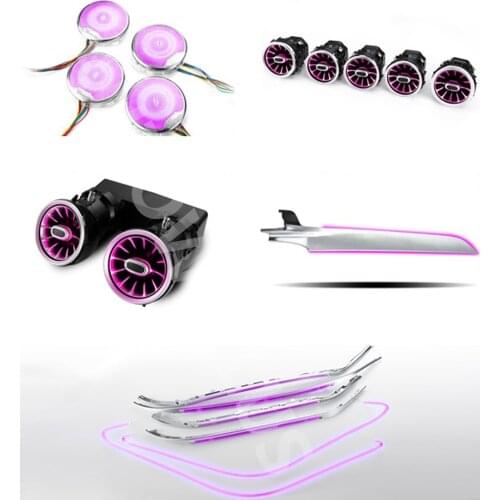 3/12/64 Colors Car LED Nozzle Atmosphere Lamp Strips For Mercedes-Benz C/GLC class W205 X253 MB Air Vent Neon Ambient Light