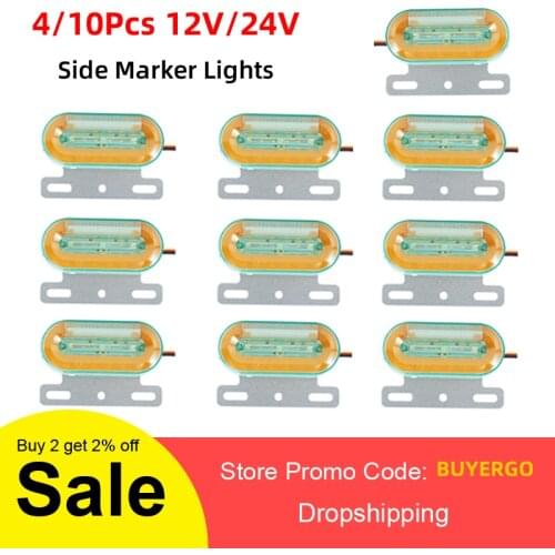 4/10Pcs Side Marker Lights 12V/24V For Pickup Truck Lamp Trailer side lights Safety Warning Brake Indicator Turn Signal Lamps