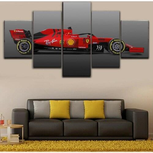 5 Piece Canvas Wall Arts Formula 1 Ferrari Racing Car Poster Living Room HD Modern Picture Bedroom Modular Home Decoration