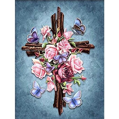 5D DIY Diamond Painting Flower Cross Diamond Embroidery Full Cross Stitch Rhinestone Mosaic Home Decor Handmade Gift