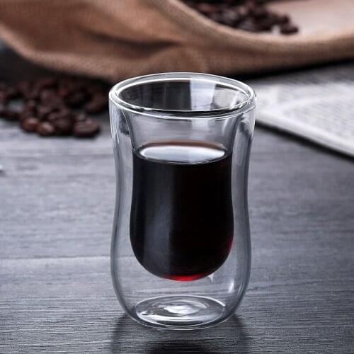 80ml Double Glass Boron Silicon Transparent Coffee Cup Creative Water Cup Resistant with Handle Barista Pour Over Coffee Maker