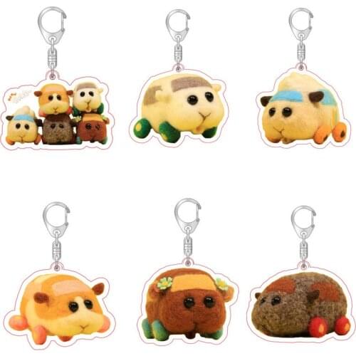 Anime Pui Pui Molcar Keychains Guinea Pig Abbey Potato Key Rings Shiromo Choco Cosplay Props Cute Car Pendants Adults Gift