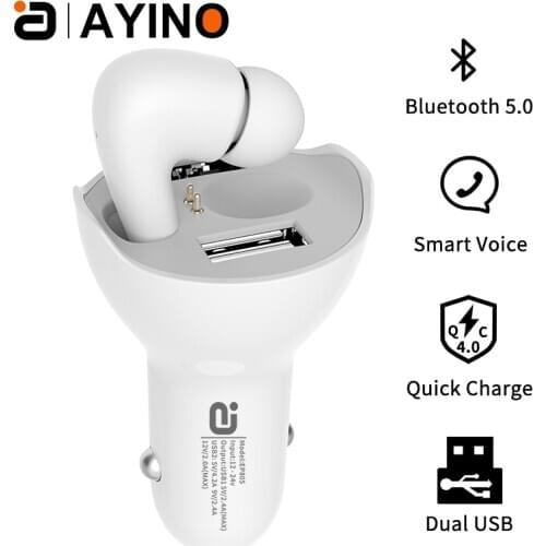 Car True Wireless Bluetooth 5.0 Headset For In-ear Driving Dedicated Call Car Dual USB Charger Fast Dharging Car Kit EP805
